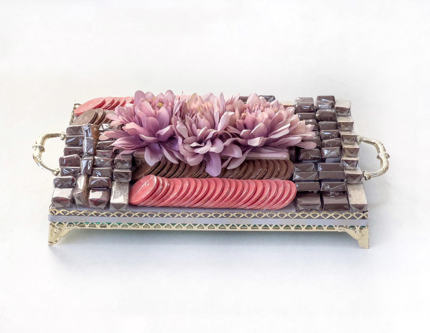 Luxury Chocolate Tray with Artificial Flowers