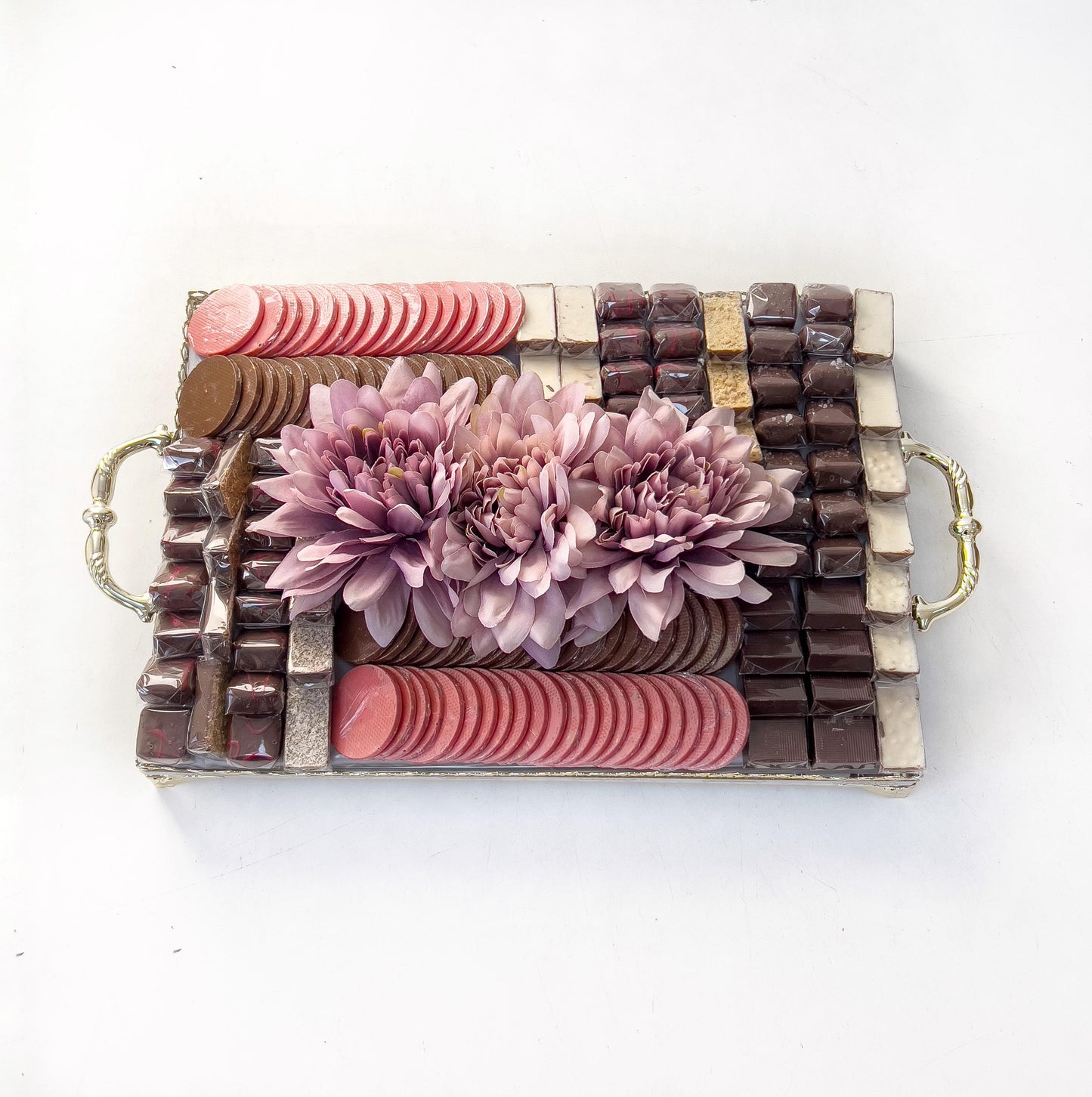 Luxury Chocolate Tray with Artificial Flowers