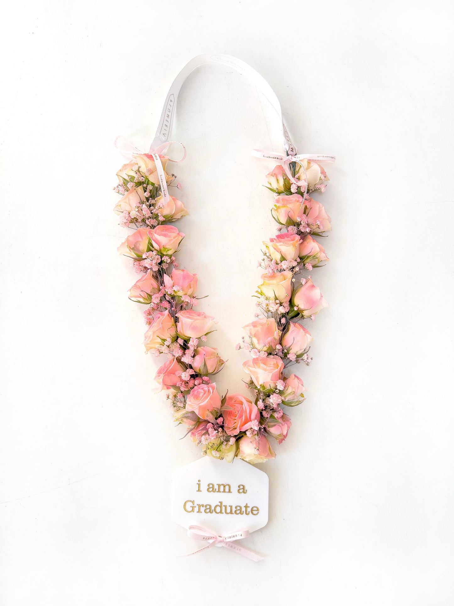 Natural Graduation Flower Lei – For Adults (Soft Pink)