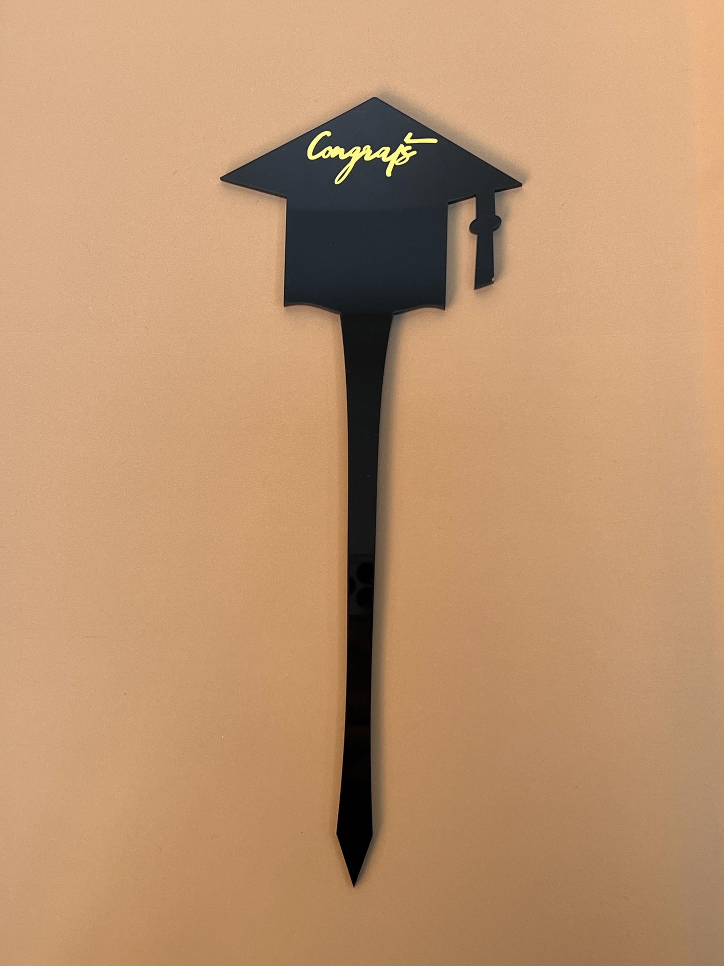 Black Graduation Topper – “Congrats” Cap Design by Plumeria