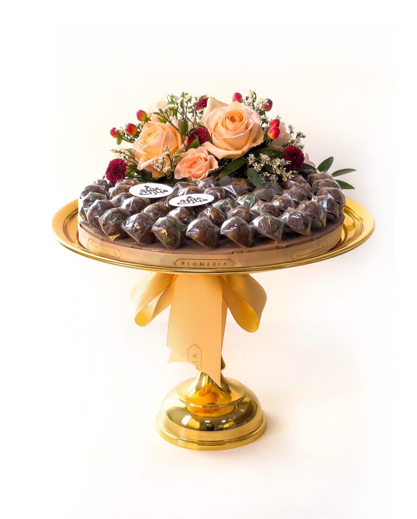 Eid Al-Adha Golden Stand – Fresh Flowers & Premium Chocolates by Plumeria