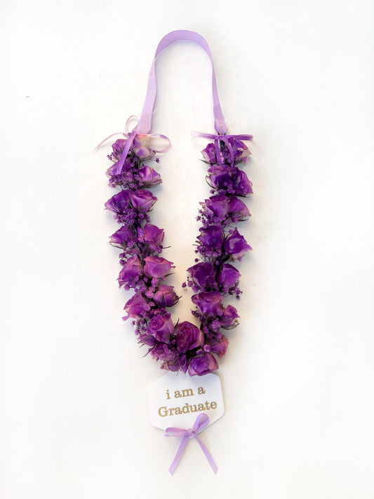 Natural Graduation Flower Lei – For Kids (Purple Theme)
