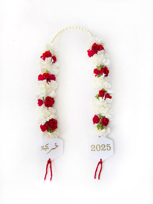 Graduation Flower Necklace – For Her (Red & White)