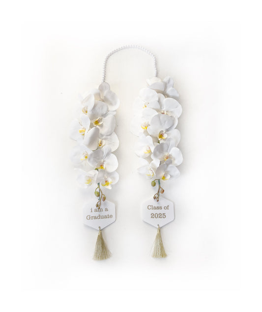 Graduation Garland 2025 – White Artificial Flower Necklace by Plumeria