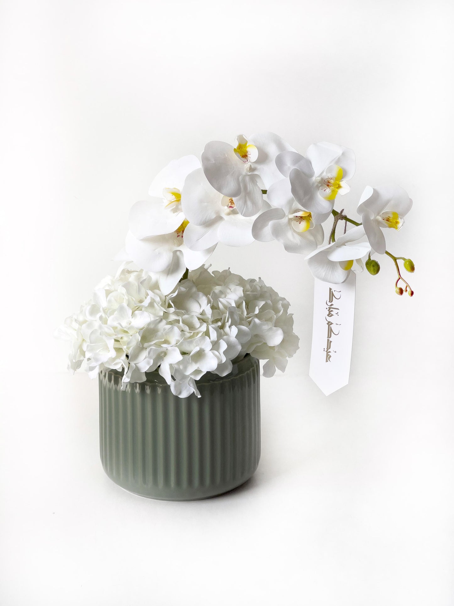 White Artificial Flower Vase for Eid Al-Adha – Elegant Design by Plumeria