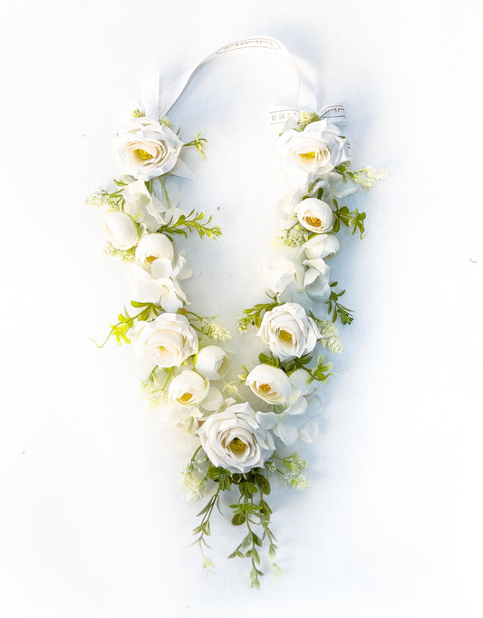 Elegant Kids’ Graduation Lei with White Artificial Flowers