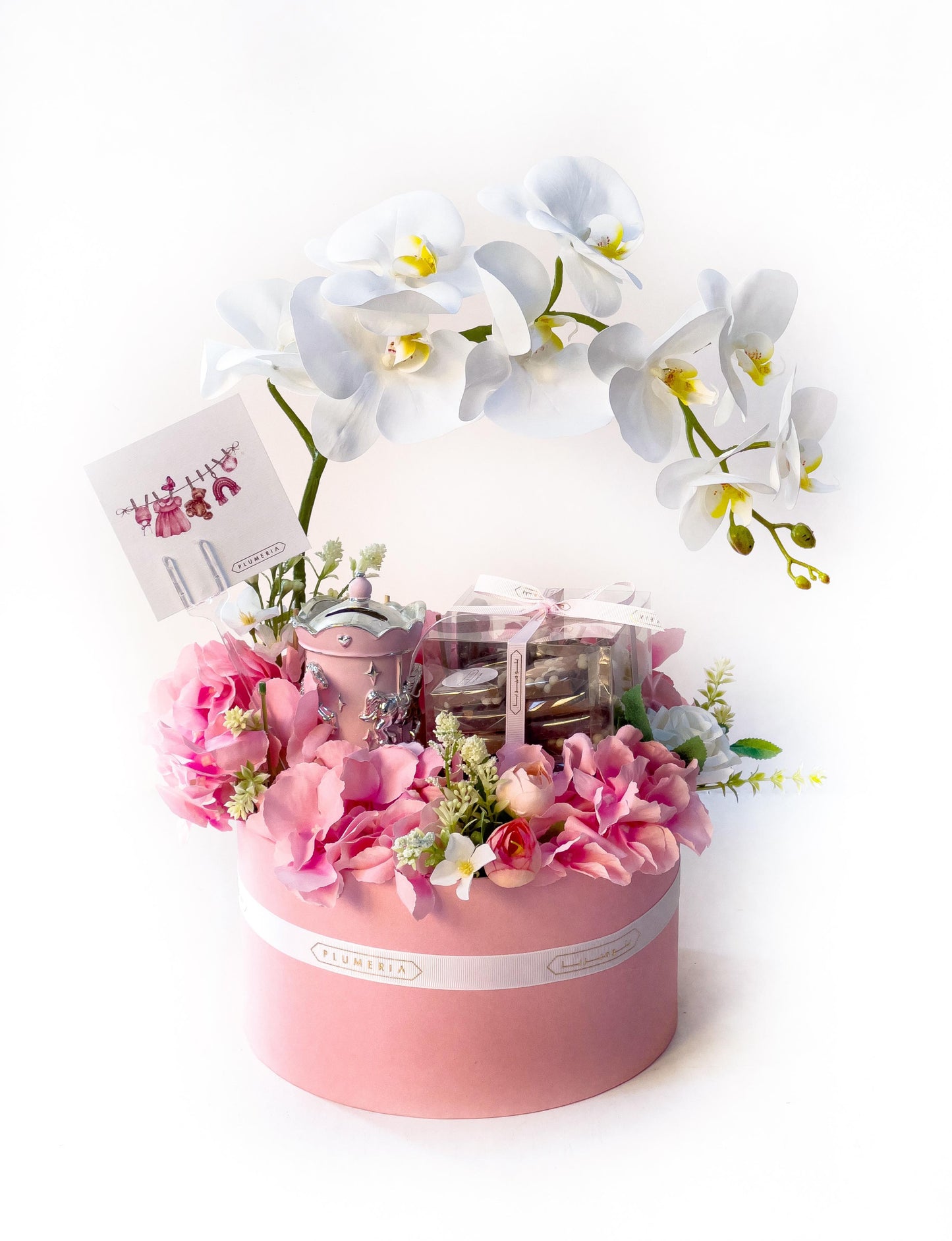 Luxury Baby Girl Gift with Artificial Flowers & Chocolate
