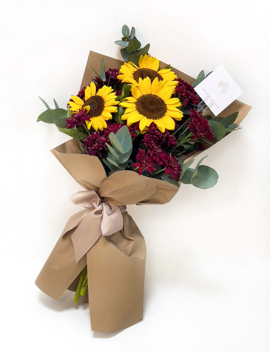 Sunflower & Seasonal Flowers Bouquet in Warm Tones