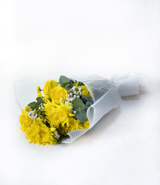 Fresh Yellow Flower Bouquet with Elegant Wrap