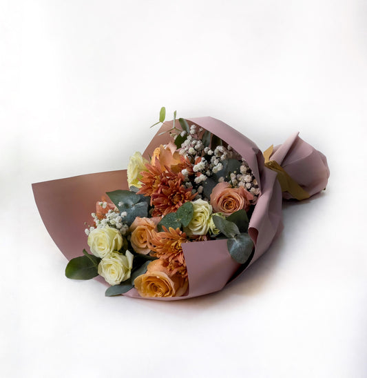 Warm-Toned Natural Flower Bouquet in Elegant Wrap